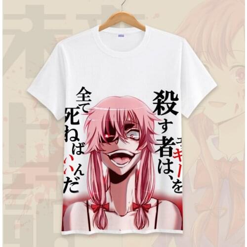 Anime Future Diary T Shirt Cosplay Costume Men Mirai Nikki Short Sleeve Cartoon Gasai Yuno T-Shirt t shirt Tops