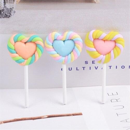 6pcs Resin Imitation Lollipop Flatback Cabochon Foods Ornament Accessory For Scrapbooking Craft Hairpin Jewelry DIY Findings