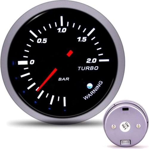 2.5 Inch 60mm auto Turbo Boost Gauge 2 BAR Black Car gauge acessories Car turbo boost meter digital pression de turbo vakuum