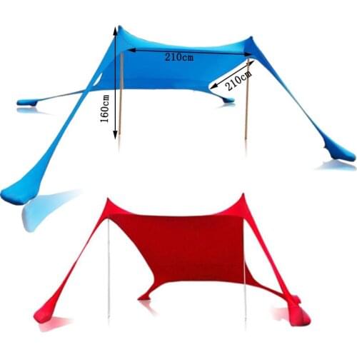 Kalosse Steel Rods Beach Sunshade 2.1*2.1*1.6M 3-4 Person Family Lightweight Sun Shade Tent