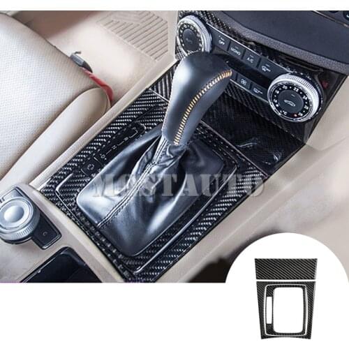 For Benz C Class W204 S204 Carbon Fiber Console Gear Box Trim Cover 2007-2013 3pcs Car Accessories Interior Car Decor Car Trim