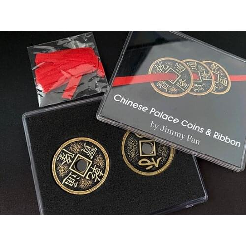 Chinese Palace Coins and Ribbon by Jimmy Fan Close up Magic Tricks Illusions Coin Magic Props Gimmick Magician Puzzle Toys Funny