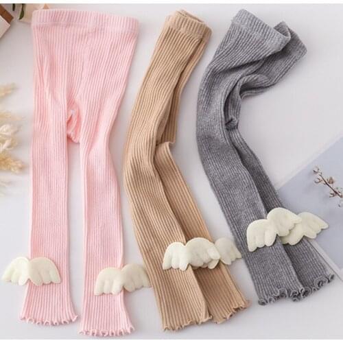 New Cotton Baby Girl Tights Winter Autumn Warm Cute Wings Ruffle Girls Tights Pants Soft Knitting Baby Girl Pantyhose Newborn