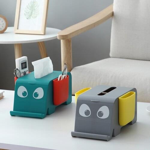 Creative Tissue Box Multi Functional Pumping Storage Box Remote Control Elephant Shape Paper Napkin Organizer Home Living Room