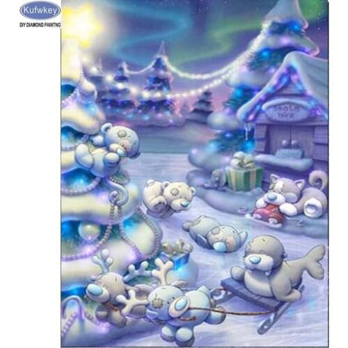 Cartoon Diamond Embroidery Cross Stitch bear Full square Diamond Mosaic Pictures of Rhinestones Pasted Needlework wall Decor