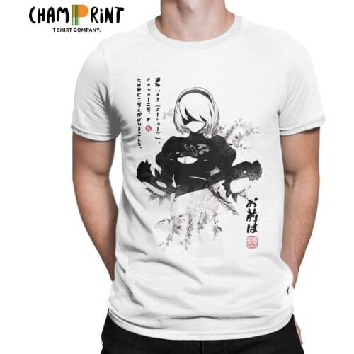 Men NieR Automata 2B Game Waifu Japan Ink T Shirts Cotton Tops Funny Short Sleeve Crewneck Tees Birthday Present T-Shirts