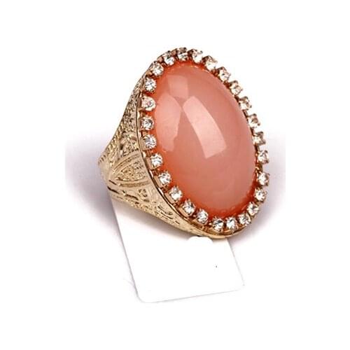 New Hot fashion Simple golden orange pink diamante rhinestone famale ring