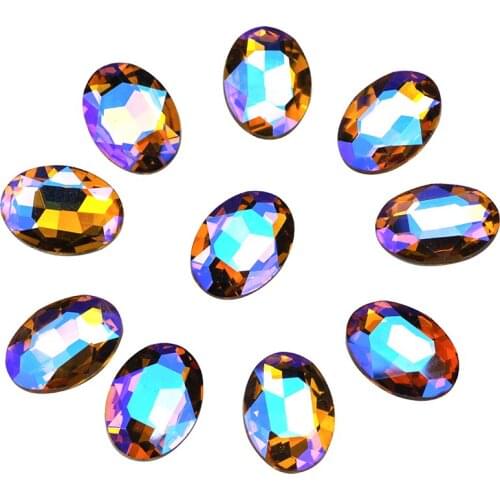New glass crystal 4*6 6*8 and other exquisite colors mixed oval glue rhinestone Clothing accessories craft Decoration crafts