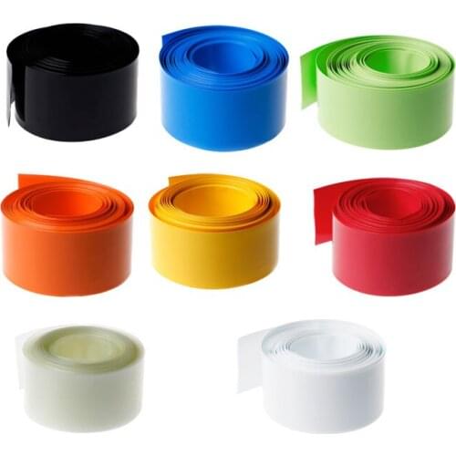 OOTDTY 5m PVC Heat Shrink Tubing Tube Wrap Kit For 18650 18500 Battery Flat Round 18.5mm 8 Colors