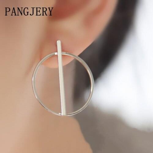PANGJERY 925 Sterling Silver Earrings for Women INS Fashion Simple Creative Chic Smooth Circle Anniversary Fine Jewelry Gifts