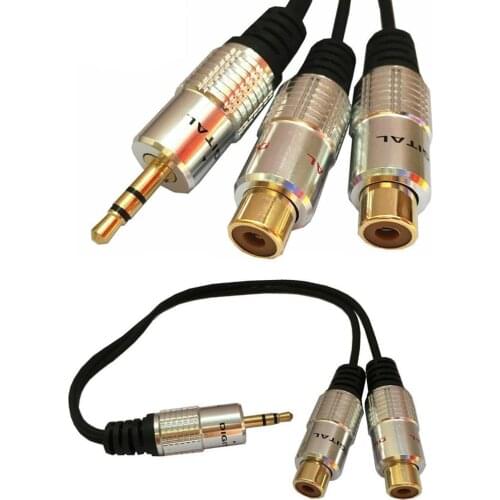 3.5mm Stereo Audio Male plug to 2 RCA Female Socket to Headphone 3.5 Y Splitter Adapter Cable for DVD CD TV VCR