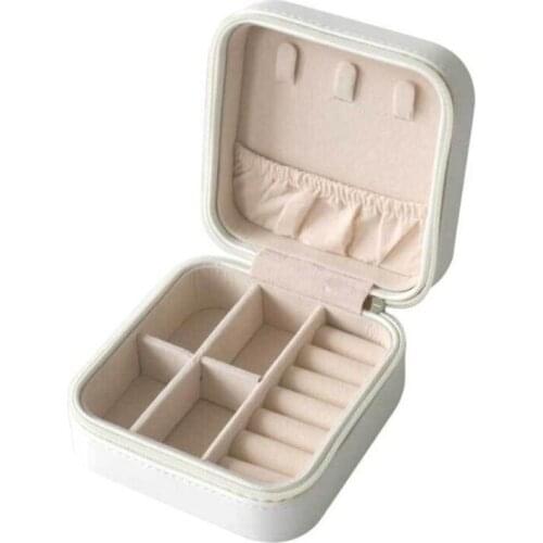 Protable Travel Leather Jewelry Box Organizer Display Earrings Ring Necklace Jewellery Zipper Storage Case Women Girls Gifts