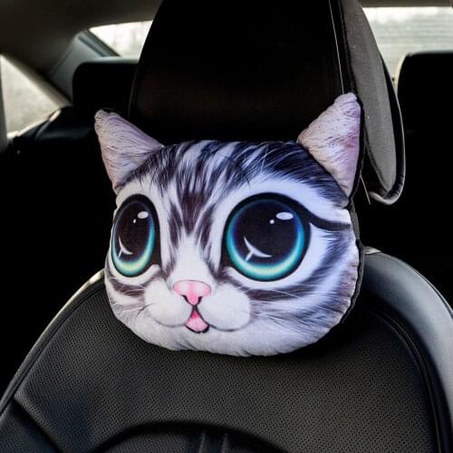 3D Cartoon Cute Car Neck Pillow Headrest Neck Rest Support Cushion Neck Pillow Headrest & Safety Seat Belt Shoulder Strap Pad