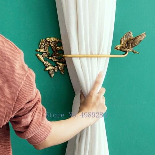 Retro Brass Curtain Hook Wall Decoration Curtain Swallow Bird Handmade Hook Up Background Wall Decoration Modern Home Decoration