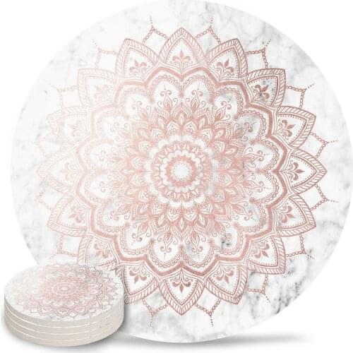 Rose Gold Marble Placemats for Table Kitchen Coffee Table Decor Accessories Ceramic Coasters