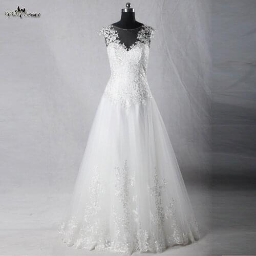 RSW926 Sexy Lace Backless Wedding Dresses Illusion Neckline Vestidos De Bodas Baratos