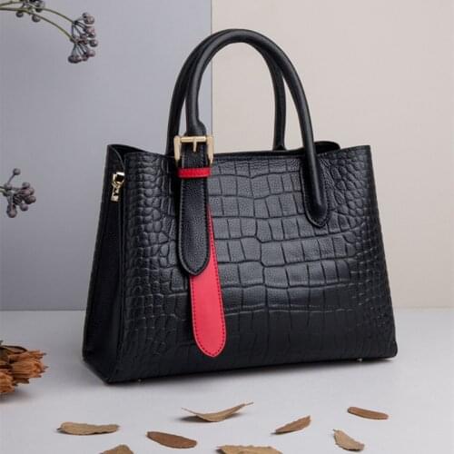 Genuine Leather Handbags 2021 New Fashion Commuter Shoulder Messenger Bag Retro Large-capacity Crocodile Pattern Bag Sac A Main