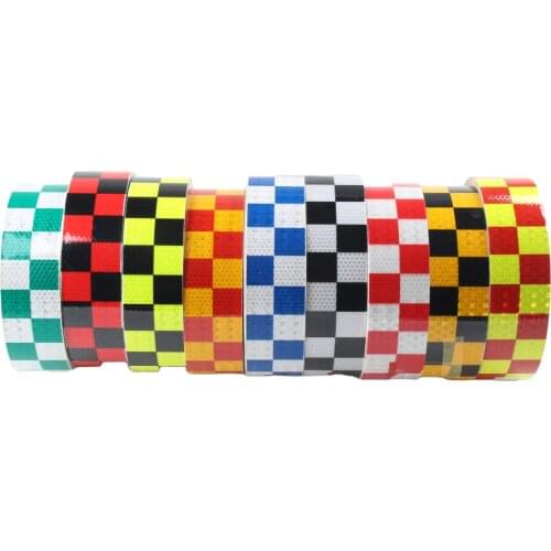 Reflective Tapes Warning Caution Reflective Sticker Dual Color Chequer Roll Signal and five colors
