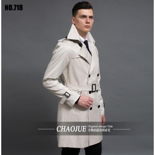 2020 new designer spring autumn double breasted mens trench coats man long coat men clothes slim overcoat long sleeve fashion