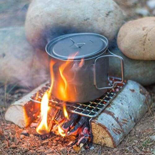 Outdoor Camping Pot Rack Square 304 Stainless Steel Barbecue Mesh Simple Wood Fire Stove Barbecue Rack BBQ Grill Tools