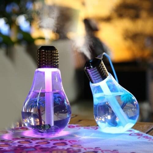 400ML Bulb Air Humidifier Essential Oil Diffuser Atomizer Freshener Mist maker with 7 Color LED Night light for Home Office
