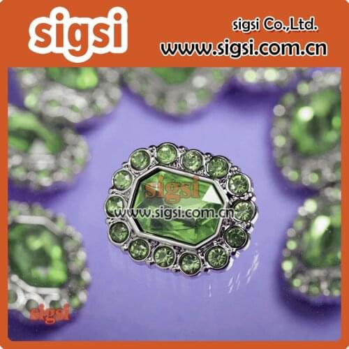 Green clear dazzling crystal acrylic rhinestone button for garniture