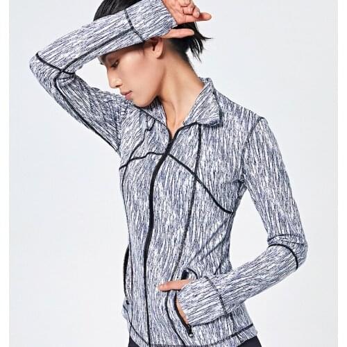 Front Zip Women Running Jacket Thumb Hole Yoga Jacket Zipper Fitness Sportswear Top Sport Gym Workout Sweater Jogging jogger