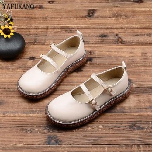 Mori Girl Literary Retro Small Leather Shoes British Style Big Head Doll Shoes Thick-Soled Handmade Platform Womens Shoes Flats