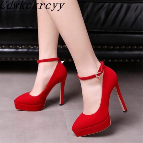 Spring and Autumn New pattern fashion Cusp gules black blue sexy Suede High-heeled Waterproof banquet marry Women Shoes 34-43