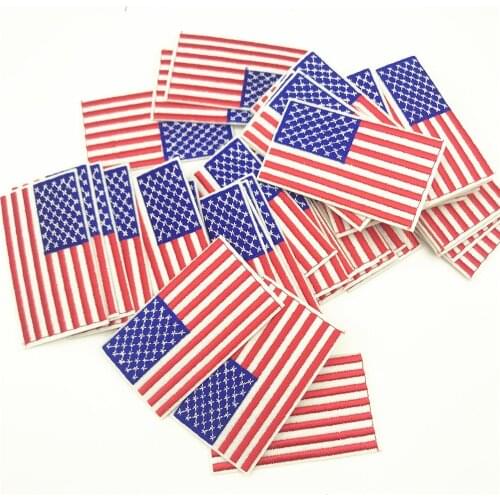 100pcs 4.5*8.0cm USA American Patches US United States Flag Embroidered Patch Clothing Appliques Iron On Badge Sticker