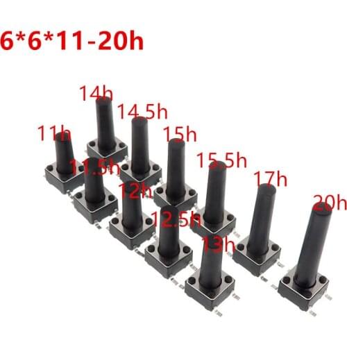 100pcs PCS SMD Switch 6*6*11-20mm 4Pin Tactile Tact Push Button Micro Switch Self-reset Switches