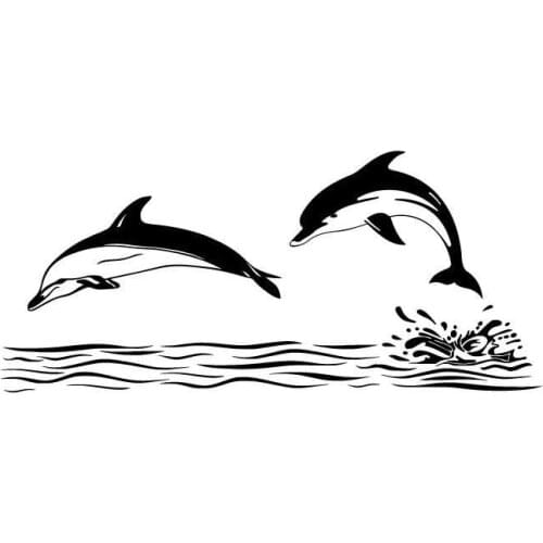 15*6.8CM Dolphin Cute Animal Body Stickers Car Cover Scratches Personalized Decorative Decals Black/Silver C6-0641