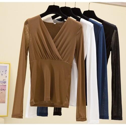 2021 Shiny Lurex Women Spring autumn Style Lace Tshirt Shirts Casual Short Sleeve V-Neck Blusas Tops Sexy White