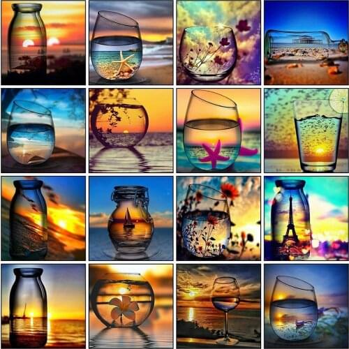 5D Diamond Painting Full Square Scenic Diamond Embroidery Bottle Rhinestones Pictures Mosaic Cross Stitch Crafts Kit Home Decor