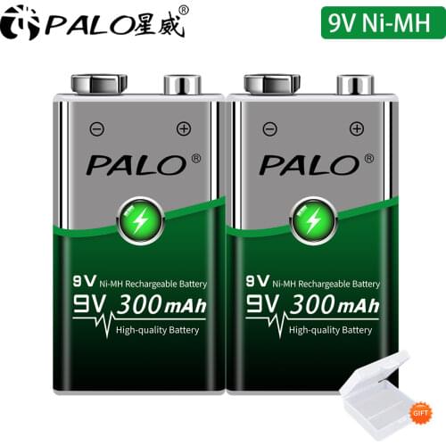 PALO 9V 6F22 Nimh 9v Rechargeable Battery 300mAh low self-discharged 9 volt battery