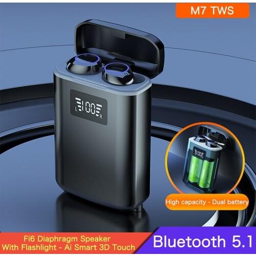 M7 TWS Wireless Headphones Bluetooth V5.1 Earphone 4800mAh Dual Batteries LED Charging Case Stereo Headset Mini Earbuds With Mic