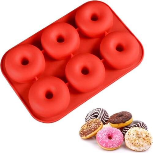 6-Cavity 3D Large Silicone Donut Baking Pan Non-Stick Round Cake Mold Donut Mold for Biscuit Bagel pastry Bakeware Baking Tools