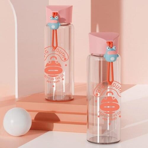 Water bottle cartoon cute creative fun glass simple outdoor sports portable high temperature resistant female student water cup