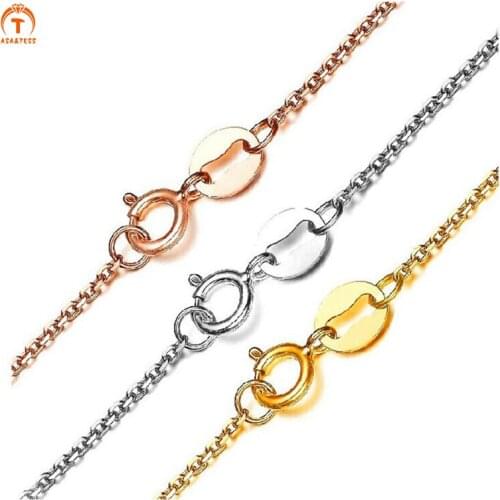 Solid 925 Sterling Silver Chain Link Cable Chain Necklace gold rose gold plated Replacement Chain 16, 18 inches