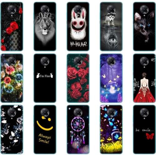 For Xiaomi POCO F2 Pro Case 6.67" Soft Silicon Tpu Cover For Xiaomi POCO F2Pro Bumper full 360 Protective Funda black flowers