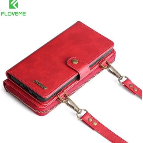 Shoulder Lanyard Case For Samsung Note 20 S20 Ultra A51 A71 S9 S10 Plus 5G S10E Note 9 10 A70 A50 PU Wallet Strap Case