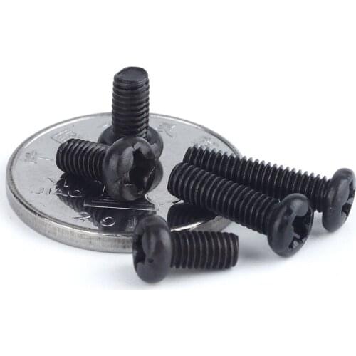 M2M2.5M3M4 DIN7985 GB818 Black carbon steel Cross Recessed Pan Head Screws Phillips Screws Bolts