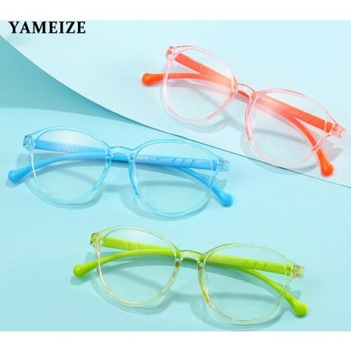 YAMEIZE Kids Round Anti-blue Light Glasses Anti Radiation Boy Girl Computer Eyeglasses Child Transparent Lens Ultralight Eyewear