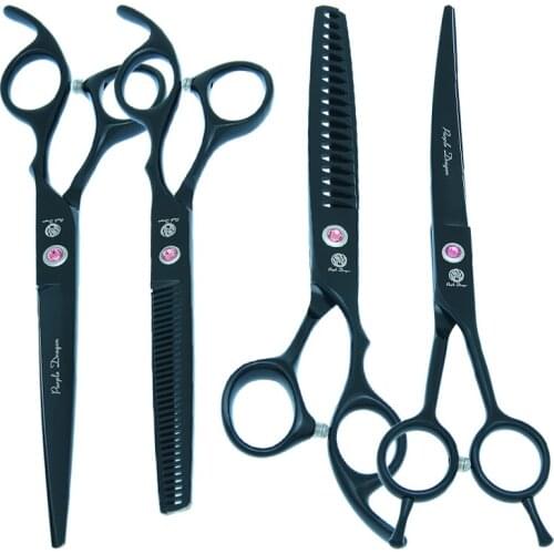 Purple Dragon 7 inch Pets Dogs Grooming Shears Animals Cutting Scissors Forceps Cat Curved Hair Clippers Thinning Tijeras B0034B