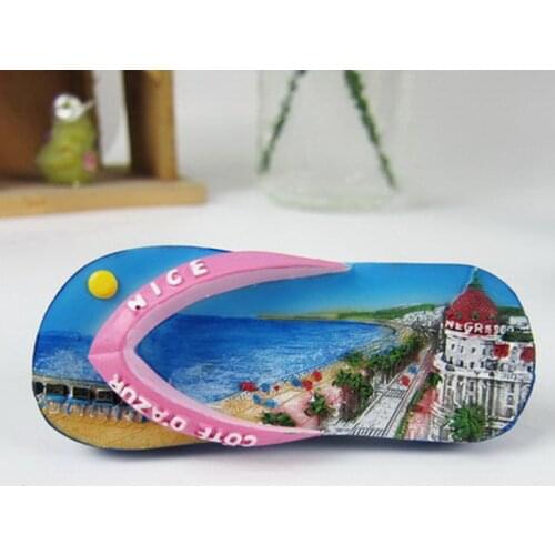 France Nice British Boulevard Tourist Fridge Magnets Flip-flops Shaped Resin Refrigerator Magnetic Sticker Home Decor Decoration