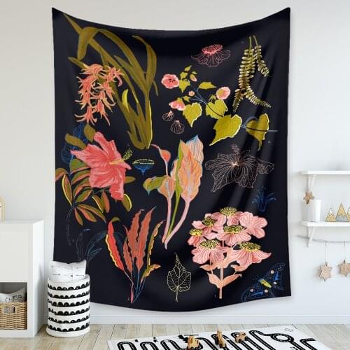 Flowers Tapestry Art Bohemian Wall Hanging Boho Printed Microfiber Fabric Home Decoration Bedspread Wall Tapestry