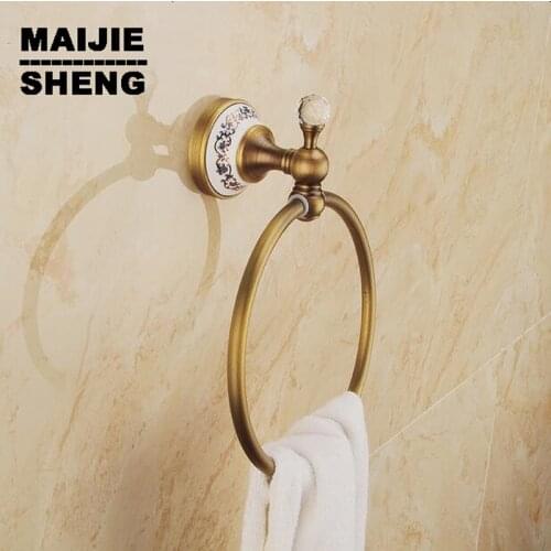 Finished towel ring bathroom Accessories crystal Towel Ring,Towel Holder,Towel Bar Solid Brass crystal antique brass