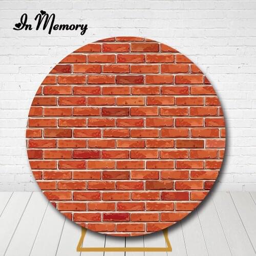 InMemory Retro Brick Wall Round Backdrop Cover Children Birthday Party Decoration Candy Table Banner Circle Background Custom