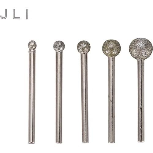 JLI 5pcs 4/5/6/8/10mm Diamond Grinding Head Round Grinding Wheel for Polishing Machine Dremel Rotary Abrasive Tools Accessories