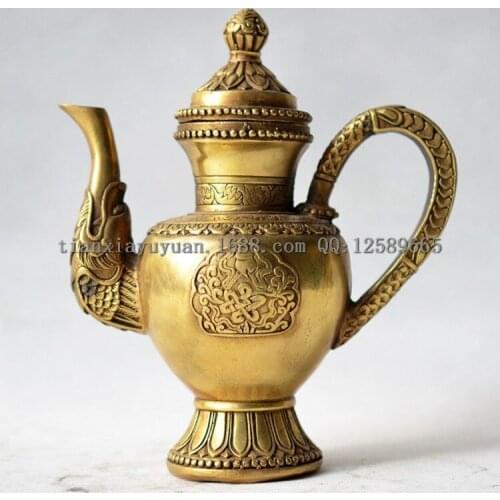 Chinese Copper Tea Wine Pot Antique Collection Imitation Ancient The Copper Pot Ornaments Lucky Home Decoration